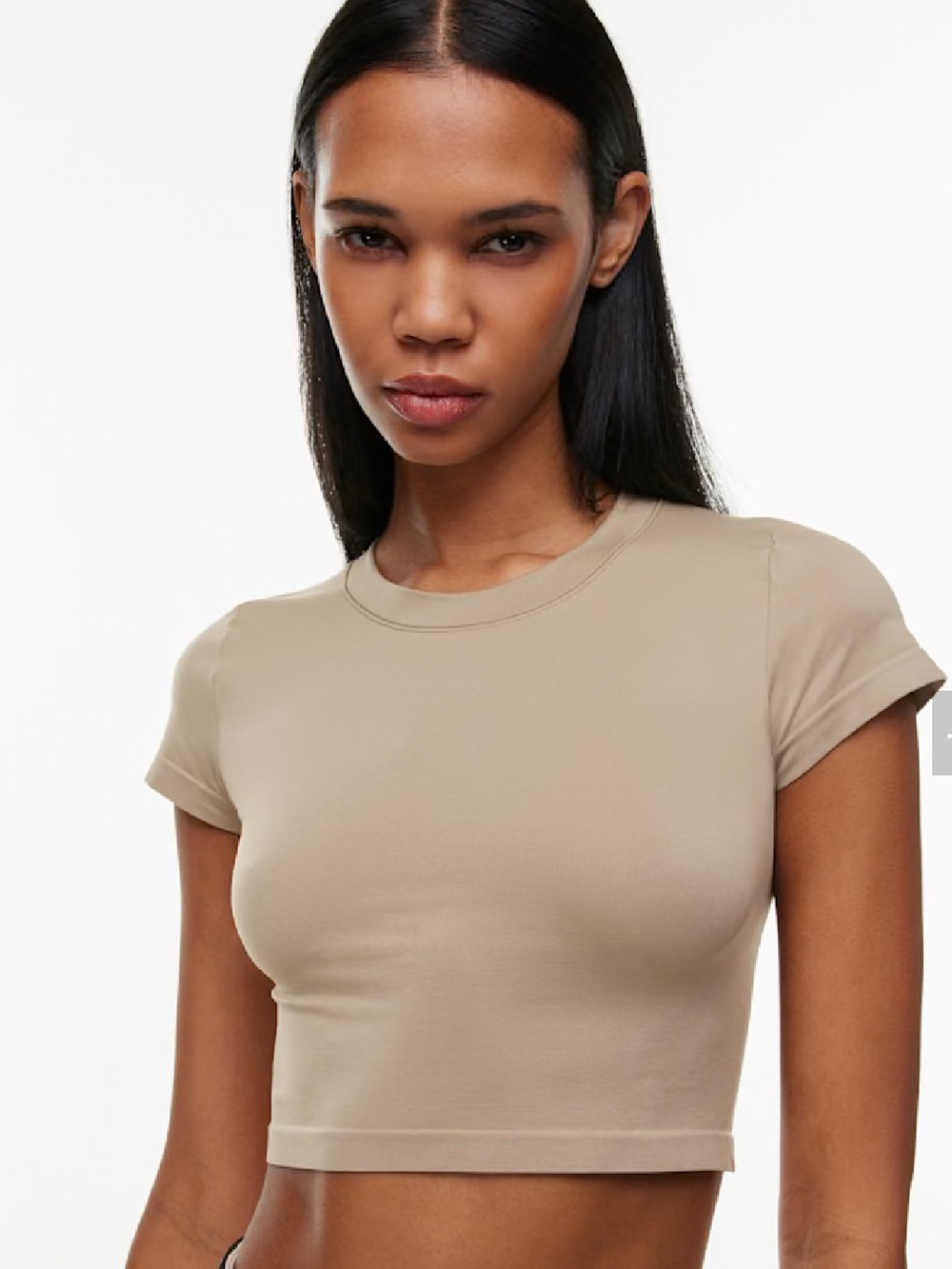 Aritzia Sunday Best SinchSeamless Crew Tee Beige Taupe M Layer Minimalist